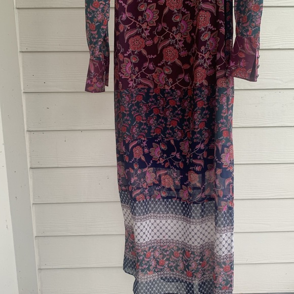 Cabi floral mix media fall Retro Floral Maxi bohemian Dress xs - Picture 10 of 12